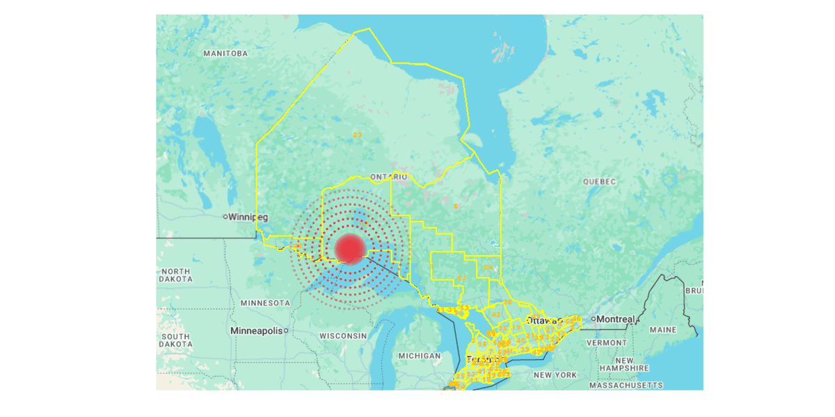 Groundhogs Septics Service Area Map - Northwestern Ontario
